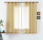 DUALIFE Tan Beige 45 Inch Short Sheer Curtains Grommet,Look Semi Sheer Windows Panels,Elegant Solid Color Touch Soft Drapes, 52X45 Inch for Living Room Bedroom,Set of 2 Panels Natural Taupe