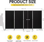 RANTILA 4 Panel Room Divider, 6 Ft Tall Folding Privacy Screen Room Dividers, Freestanding Room Partition Wall Dividers, 136''W x 20''D x 71''H, Black