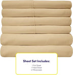Twin XL Size Bed Sheets - 4 Piece 1500 Supreme Collection Fine Brushed Microfiber Deep Pocket Twin X-Large Sheet Set Bedding - 1 EXTRA PILLOW CASES, GREAT VALUE, Twin XL, Camel