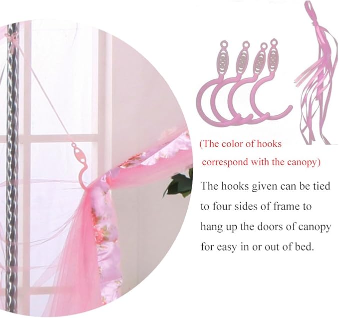 Canopy Bed Curtains - 4 Corner Canopy for Bed, Bed Canopy for Adults, Bedroom Decor (Queen Size, Purple)