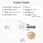 SHINESTAR 6-Pack Ceiling Fan Light Bulbs, Small Base, 120V 40W Equivalent, 5000K Daylight, E12 LED Candelabra Bulb, A15 Shape, Non-Dimmable