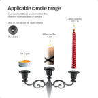 Bronze Candle Holder，5 Arms Metal Candle Holders for Taper Candles（10.6 inch Tall Candlestick Holders, for 1/2-1 inch Pillar Candles Diameter Each）,Candelabra Centerpiece Decoration