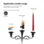 Brass Candle Holder，5 Wicks Metal Candle Holders for Taper Candles（10.6 inch Tall Candelabra, for 1/2-1 inch Pillar Candles Diameter Each）,Centerpiece Elegant Decoration Piece for Table