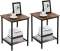 VASAGLE End Table Set of 2, 2-Tier Nightstands Side Table Night Stand Bedside Desk for Small Space in Living Room, Bedroom, Steel Frame, Easy Assembly, 2-Pack, Chestnut Brown, ULET202B17