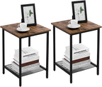 VASAGLE End Table Set of 2, 2-Tier Nightstands Side Table Night Stand Bedside Desk for Small Space in Living Room, Bedroom, Steel Frame, Easy Assembly, 2-Pack, Chestnut Brown, ULET202B17