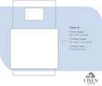 Linen Home 100% Cotton Percale Sheets Twin XL Size, Baby Blue, Deep Pocket, 3 Pieces Set - 1 Flat, 1 Deep Pocket Fitted Sheet and 1 Pillowcase, Crisp Cool and Strong Bed Linen