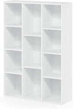 Furinno LUDER Book Shelf, 11-Cube Bookshelf, Reversible Bookcase, 9.4" x 29.1" x 41.7", for Living Room, Bedroom, Home Office, White