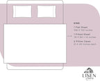 Linen Home 100% Cotton Percale Sheets King Size, Mauve Lavender, Deep Pocket, 4 Pieces Set - 1 Flat, 1 Deep Pocket Fitted Sheet and 2 Pillowcases, Crisp Cool and Strong Bed Linen