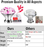 30mm Kitchen Cabinet Knobs Drawer Pull Handle Hardware, Crystal Clear Pink Glass Round Diamond Shape Dresser Closet Bi-fold Door Bathroom Cupboard Desk Nightstand Bookcase Furniture Drawer Knob, 8PCS