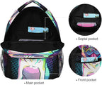 Custom Children's Name School Backpack Personalized Schoolbag Pug Dog Pop Art StyleTravel Bag for Teens Girls Boys
