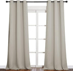 NICETOWN Room Darkening Curtain Panels 90 inches Long, Privacy Draperies for Living Room (Natural, 42 inches Width, 1 Pair)