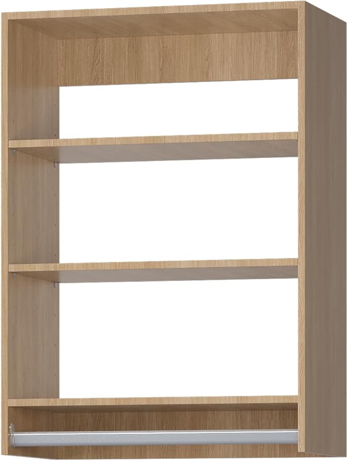 ROOMTEC 28.5" Medium Hanging Closet Unit, Modular Closet System with Hanging Rod, Wardrobe Organizer for Bedroom or Walk-in Closet, Wall Mounted, Customizable Clothes Storage Unit, Wood