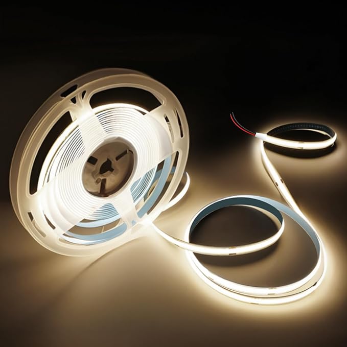 COB LED Strip Lights Neutral White 4000K,16.4ft 12V High CRI 95Ra+ Super Bright,Flexible Tape Lights for Bedroom,Mirror,Kitchen Cabinet, Living Room(Power Supply Not Included)