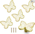 6 pcs Butterfly Shape Knobs Handle Gold Cabinet Knobs Decoration Door Handle Single Hole Handles Cabinet Drawer Dresser Kitchen Wardrobe Furniture Hardware Pulls (White)