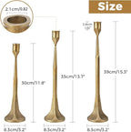 Gold Taper Candle Holder 3-Pack - Elegant Candlestick Holders for Wedding, Table, Party Decor - Holds 3/4 inch Taper Candles