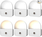 Night Light Plug into Wall, Nightlights with Smart Dusk toDawn Sensor, LED Night Light Suitable for Bedroom, Bathroom, Hallway, Kitchen, Stairs, Kids, 3pcs Warm White & 3pcs White Light