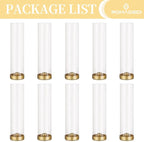 Romadedi Glass Hurricane Candle Holders Gold - 12 Inch Taper Candlestick Holder Bulk Clear Glass Cylinder Table Centerpiece Wedding Decor Party Birthday Christmas Home Decorations, Set of 10