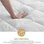 Superior Mattress Topper, Down Alternative, 2 Inch Deep Sized Bed Pillow Top, Comfort Pad, Fluffy Mattress-Topper Protector, Plush Cooling Extra Soft, Hotel Quality, Sleep, All-Season, Queen, White