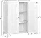 Yaheetech Bathroom Floor Cabinet, Modern Storage Freestanding Organizer Cabinet with Adjustable Shelves & Double Doors, 3-Tier Home Living Room Furniture, White