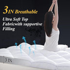 DOWNCOOL 3 Inch Full Mattress Topper, Ultra Thick and Fluffy Supportive Memory Foam Mattress Topper for Body Pain, Mattress Pad with Breathable Mesh Design for Deep Sleep, 75x54x3 Inches