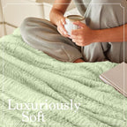 The Connecticut Home Co Throw Blanket for Couch, Soft Fluffy Room Decor, Cozy Warm Throws for Bed, Couches, Gifts for Women, Bedroom Cute Aesthetic Blankets Faux Fur and Sherpa, 65x50, Sage