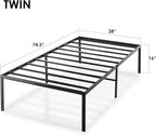 Best Price Mattress 16 Inch Metal Platform Bed Frame, Heavy Duty Steel Slats, Black, Twin