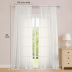OWENIE Ivory Sheer Curtains, Sheer Curtains 96 inches Long 2 Panels Set, Rod Pocket Voile Fimly Sheer Drapes for Living Room/Bedroom, 2pcs, Each 59" W x 96" L