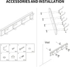 Wooden Coat Rack, Wall-Mounted Organizer for Closet, Entryway, Hallway, Foyer, Bedroom, Heavy Duty Double Hooks for Hanging Towels, Bags, Hats, Jackets, Key (White, 4 Hooks)