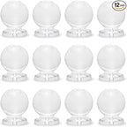 MroMax 12 Pcs Tiny Pull Handle Round Acrylic Mini Knob 16mm Diameter Clear Shiny Knob Cute Decoration for Jewelry Box, Gift Case and Makeup Box