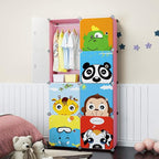 MAGINELS Children Wardrobe Closet,Baby Girl and Kids Closet with Door, Cute Protable Cube Storage Clothes,Dresser for Bedroom,Pink,8 Cube(14x14inch)