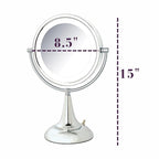 JERDON Magnifying Mirror with LED Lights - Plug-in Makeup Mirror with 1X and 8X Magnification in Chrome Finish - Model HL8510CL