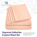King Size Bed Sheets - 6 Piece 1500 Supreme Collection Fine Brushed Microfiber Deep Pocket King Sheet Set Bedding - 2 Extra Pillow Cases, Great Value, King, Peach