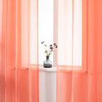 DUALIFE Coral Curtains 108 Inches Extra Length for Living Room Set of 2 Pieces Grommet Look Semi Sheer Transparent Curtains for Bedroom 52x108 Inch Long (Orange Coral)