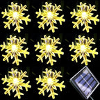 Solar Christmas Lights Outdoor Waterproof 30 LED 20 ft 8 Modes Solar Powered Snowflake String Lights for Garden Patio Yard Home Christmas Tree Parties(Warm White)