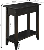 Convenience Concepts American Heritage Flip Top End Table 23.25" - Classic Narrow Chairside Accent with Hidden Storage & Lower Shelf for Traditional, Modern Living Room, Black