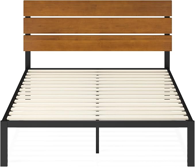 ZINUS Paul Metal and Bamboo Platform Bed Frame, Wood Slat Support, No Box Spring Needed, Easy Assembly, Full