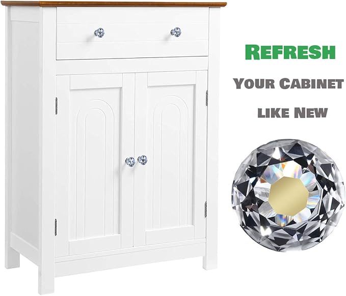 12 Packs Crystal Cabinet Knobs Drawer Pulls and Knobs Diamond Dresser Handles Crystal Pulls for Drawers - 30 mm Clear Glass Cabinet Knob with Bronze Base