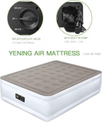 YENING Full Size Air Mattress with Built in Pump Raised Double Blow up Bed Inflatable Camping Airbed Electric 18 Inch Tall Grey
