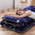 MAXYOYO Navy Starry Sky Japanese Floor Futon Mattress, Tatami Mat Portable Camping Mattress Kids Sleeping Pad Foldable Roll Up Floor Lounger Couch Bed, King Size