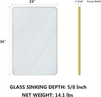 VocalStar Gold Bathroom Mirror for Wall, 24 x 36 Inch Metal Framed Rounded Rectangle Vanity Mirror Modern Farmhouse, 1/4-inch Shatterproof Glass | Ultra-Flush Hanging