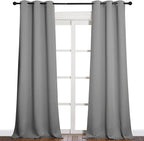 NICETOWN Thermal Insulated Blackout Curtains - Grommet Top Window Treatment Drapes for Hall (2 Panels, W42 x L90 inches, Silver Grey)