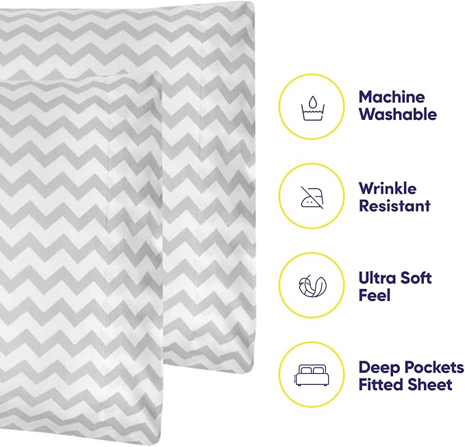 Cal King Size Bed Sheets - 6 Piece 1500 Supreme Collection Fine Brushed Microfiber Deep Pocket California King Sheet Set Bedding - 2 Extra Pillow Cases, Great Value, California King, Chevron Gray