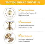 2-Pack Brass Base Crystal Drawer Knobs,Glass Crystal Gold Cabinet Knobs,1-5/16-Inch Hexagon,Kitchen Hardware Pulls, Modern Bathroom Hardware knob