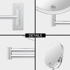 Wall Mounted Makeup Mirror, 10x/1x Double-Sided Magnifying Mirror, 360° Extendable Arm Bathroom Mirror, 8 inch Vanity Mirror for Makeup or Shaving Chrome Finish