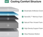Novilla King Size Mattress in a Box, 14 Inch King Mattress, Gel Memory Foam Mattresses for Cooling Night Sleep & Pressure Relief, CertiPUR-US Certified