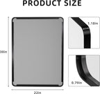 Kosmonia 30x22 Bathroom Vanity Mirror for Wall, Aluminum Framed, Farmhouse Rectangle, Anti-Rust, HD Reflection Anti-Desilvering, Distortion Free, Tempered and Shatter-Proof Wall Mounted Mirror, Black