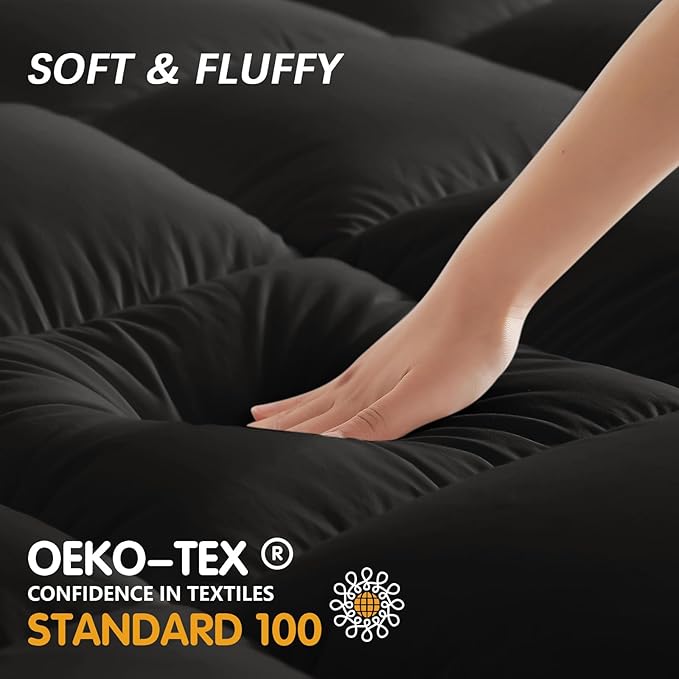 CYMULA Twin Mattress Topper, Cooling Mattress Pad Cover, Extra Thick Pillow Top Mattress Topper with 8-21 Inch Elasticated Deep Pockets, Plush Down Alternative Fill Mattress Protector