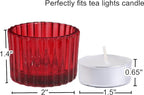 VOHO 24pcs Red Tealight Candle Holder for Christmas Decorations, Vintage Ribbed Votive Candle Holders Gifts for Women Friends, Small Tea Light Candle Holder Glass Wedding Centerpieces for Tables