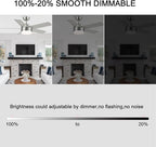 YUHAO 44 Inch Brushed Nickel Ceiling Fan with Light and Remote Control.Noiseless,Dimmable,3CCT,6 Speeds Reversible, DC Ceiling Fans for Indoor or Covered Outdoor