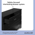 Storkcraft Brookside 6-Drawer Dresser (Black) – GREENGUARD Gold Certified, Black Dresser for Bedroom, Kids & Nursery Storage Chest, Safety Interlocking Drawers, Pre-Installed Tracks, Kids Chest